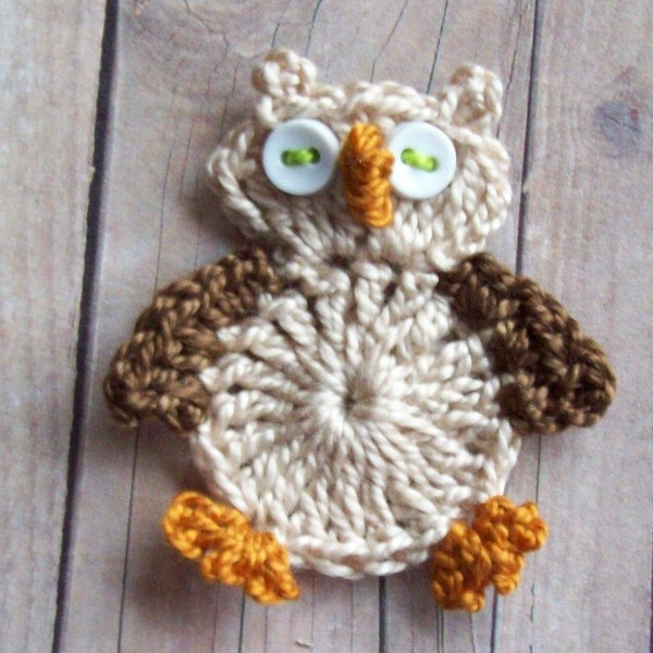 Crochet Ecru Owl Applique