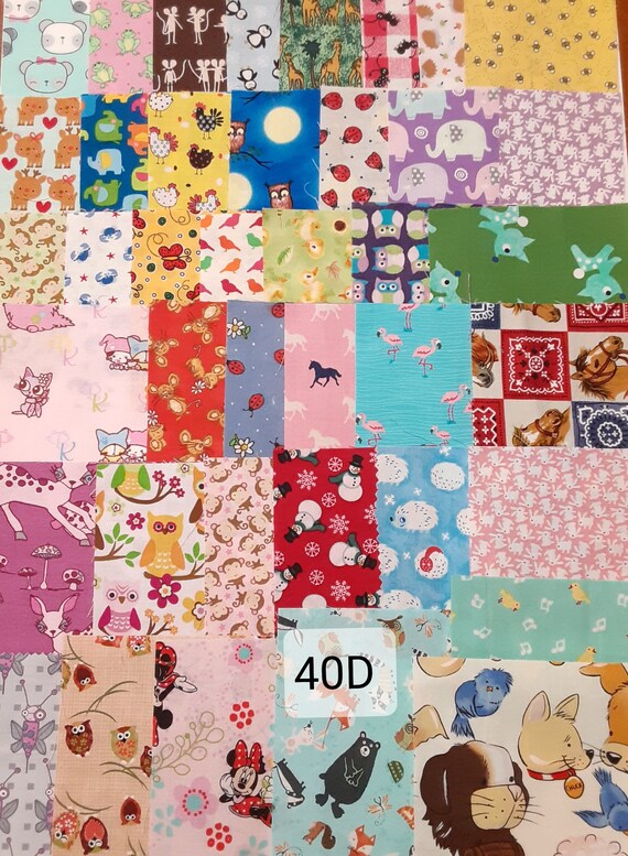 Fabric Scraps Remnants 40 Animals and Critters Bunnies Etsy
