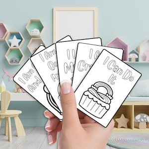 Affirmation Kinder Malseiten | Positives Selbstwertgefühl & Achtsamkeit Karten.