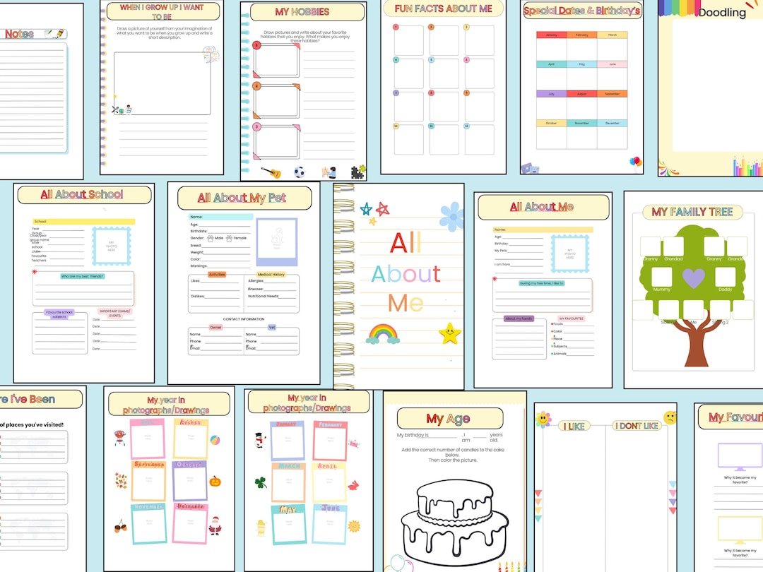 All About Me Printable Activity Sheets, Rainbow Theme - Etsy UK
