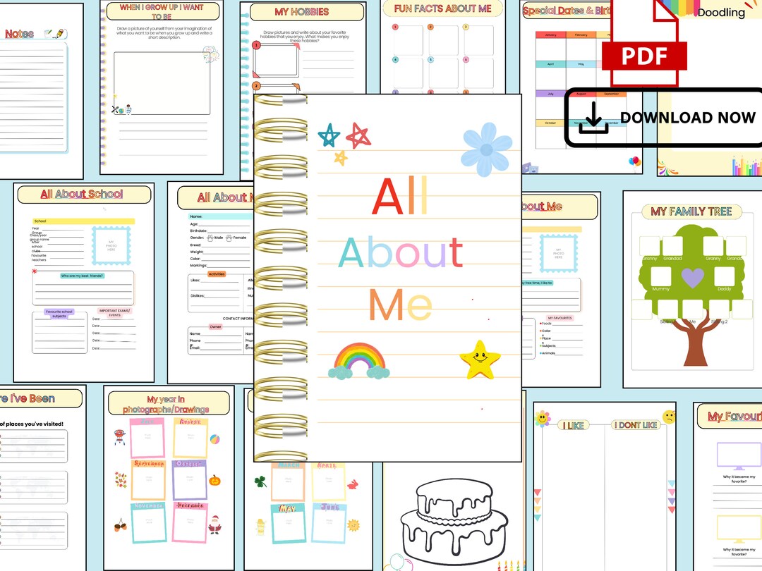 Printable All About Me Activity Sheets, Rainbow Theme - Etsy Hong Kong