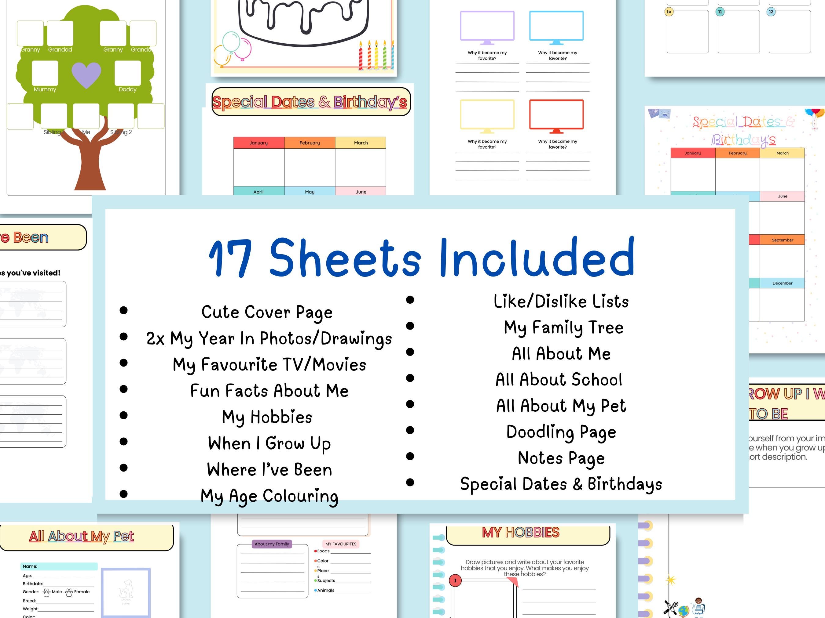 All About Me Printable Activity Sheets, Rainbow Theme - Etsy
