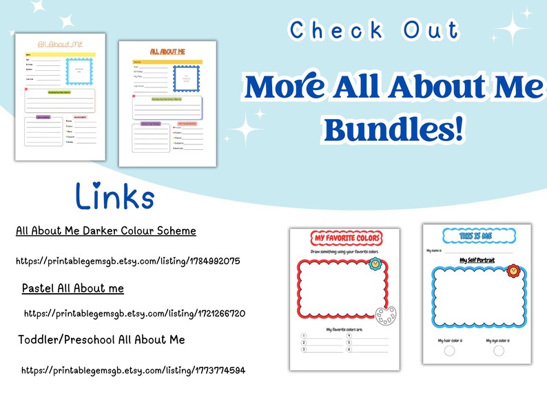 All About Me Printable Activity Sheets, Rainbow Theme - Etsy