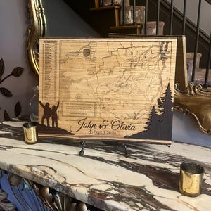 46 Peak Hiking Map -Adirondack State Park Map, Old Style Map, Mark your Hikes! Travel Home Decor, Gift Hikers, Wood 16 x 12"