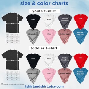 the sizes and colors of a t - shirt