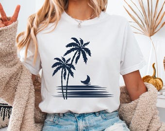 Summer Vibes T-Shirt: Tropical Palm Tree Beach Design
