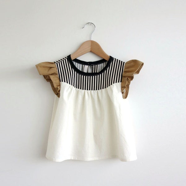 girls cotton blouse with striped detail