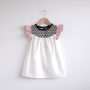 girls cotton dress with geo print detail