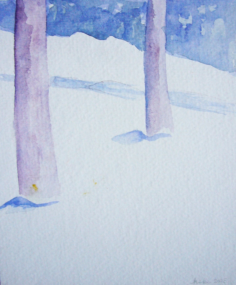 Snowy Trees original watercolor image 3