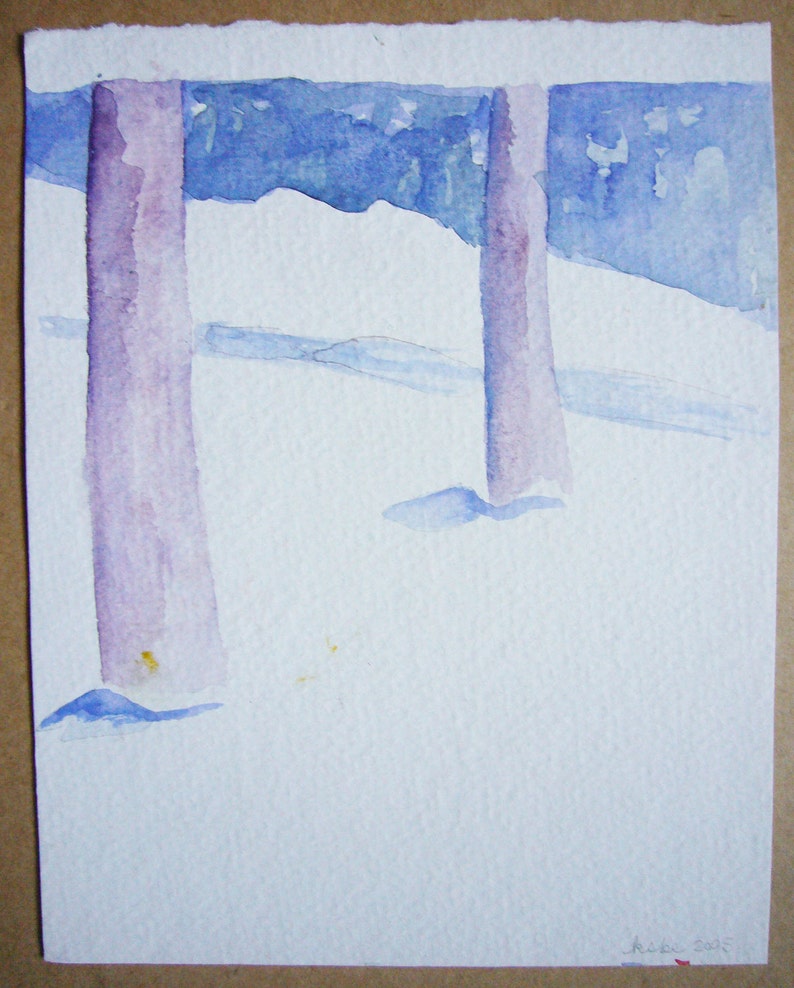 Snowy Trees original watercolor image 2