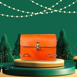 Italian handmade leather bag - Orange bag gift for woman-  Crossbody bag- anniversary gift for her - unique gift for Mother’s Day