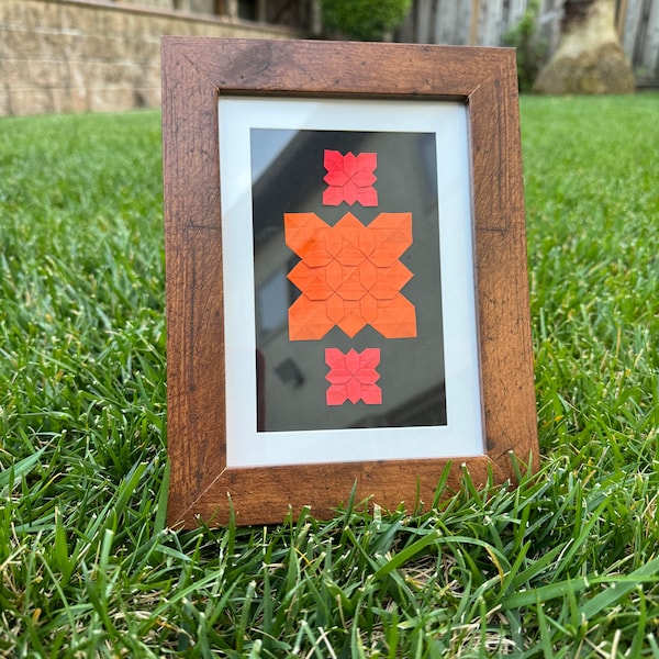 Framed Origami - Red & Orange Flowers