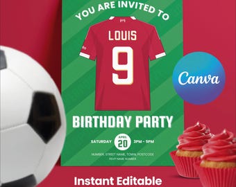 Liverpool FC Birthday Invitation: Editable Football Party Invite (Digital Download)