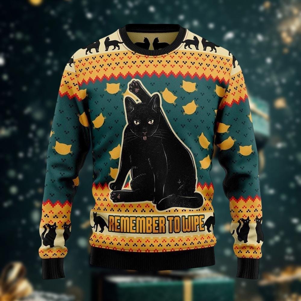 Discover Cat Christmas Sweater for Women, Funny Black Cat Ugly Sweater, Holiday Animal Gift, Novelty Xmas Sweater