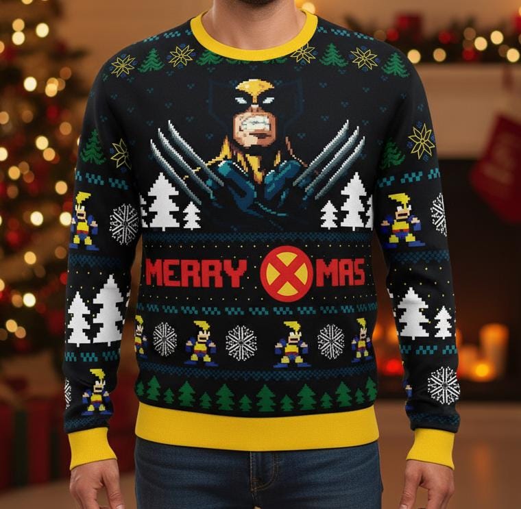 Discover X-Men Wolverine Ugly Christmas Sweater, Marvel Comic Holiday Sweater for Men Women