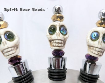 Skull Wine stopper Mardi Gras Dia De Muertos Day of the Dead  Gift HALLOWEEN,Free Shipping