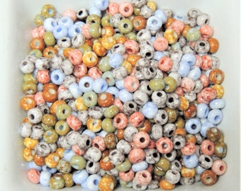 Colorful Cobblestones Seed bead mix, size 6, beading, czech glass beads.