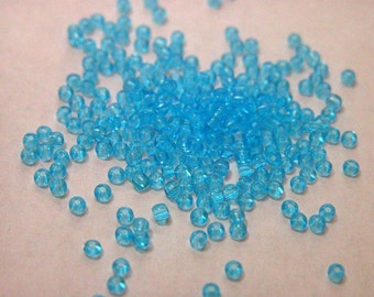 Aqua Transparent Czech Seed Beads size 11/0 lot of 20 grams