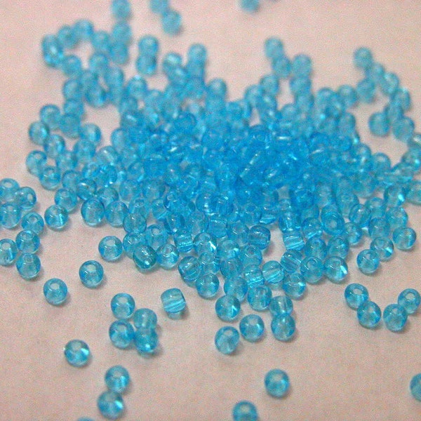 Aqua Transparent Czech Seed Beads size 11/0 lot of 20 grams