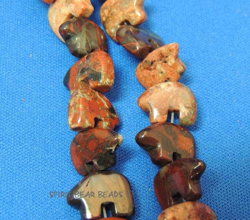 Tiny Zuni Bear Beads Brecciated Red Jasper You Get Four in a Etsy