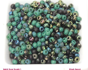 Black Forest Dark Green size 6 Czech seed bead Mix 50 grams greens black European