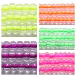 UV Reactive Neon Beads ON SALE Pink Yellow Orange Purple or Green Czech Glass Beads 25g size 6/0 Glow  Crafts Jewelry