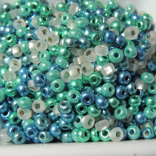 Sea Foam Czech Glass Beads 50g size 6/0 4mm Ocean, beaches, seaside