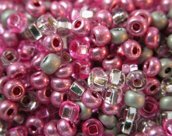 Pink Cadillac size 6 seed bead mix 50 grams