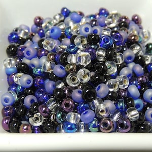 Milky Way  Size 6/0 seed beads Purple blue Silvery Stars