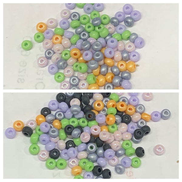 Halloween Pastel 2 versions with or without black size 6 seed beads 50 grams Trick or Treat, Orange and Black