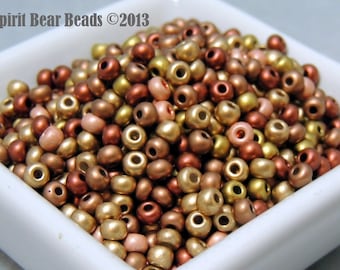 Silk Metallic Mix Gold Copper Brass size 6/0 50 grams loose beads