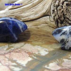 Blue Zuni Bears DARK Blue Sodalite Gemstone for Earrings and Accent 1 pair image 4