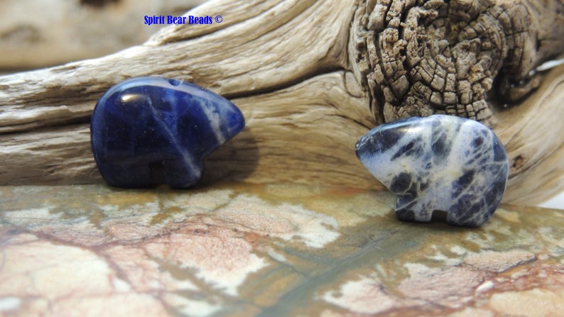 Blue Zuni Bears DARK Blue Sodalite Gemstone for Earrings and Accent 1 pair image 4