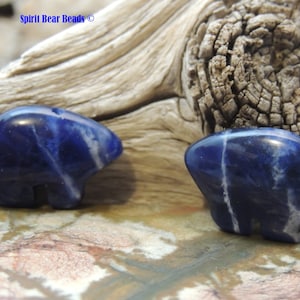 Blue Zuni Bears DARK Blue Sodalite Gemstone for Earrings and Accent 1 pair image 1