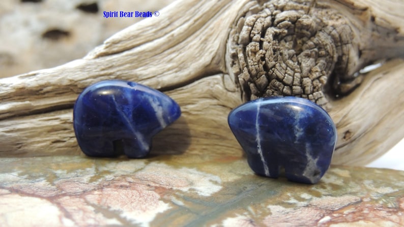 Blue Zuni Bears DARK Blue Sodalite Gemstone for Earrings and Accent 1 pair image 1