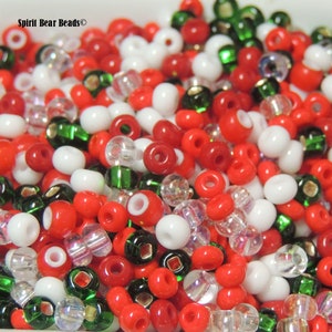Christmas Ribbon Candy mix Czech Glass seed bead Mix size 6/0 50 Grams