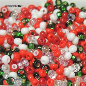 Christmas Ribbon Candy mix Czech Glass seed bead Mix size 6/0 50 Grams