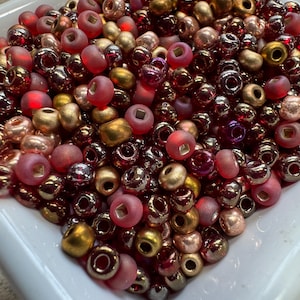 Mélange de rubis Pretty Woman, mélange de perles de rocaille en verre tchèque taille 6