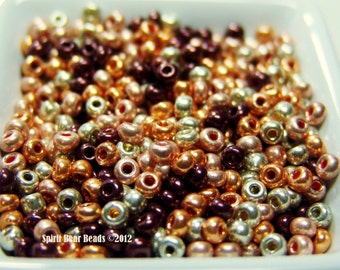 Red Metallic Mix Glass Seed bead Mix 50 grams size 6/0