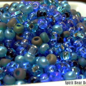 Why They Call it the Blues mix size 6 Czech glass Seed beads 50 grams Loose