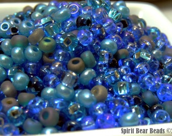 Why They Call it the Blues mix size 6 Czech glass Seed beads 50 grams Loose