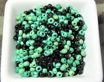Malachite Mix Czech Glass seed bead Mix size 6/0 50 Grams St Patricks Day