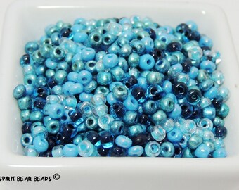 AVATAR Blue Seed Bead Mega Mix 6/0 Czech Glass Loose Beads
