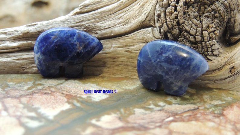 Blue Zuni Bears DARK Blue Sodalite Gemstone for Earrings and Accent 1 pair image 3