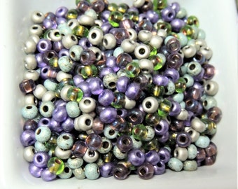 Dragonfly Purple and Green 6/0 seed bead mix  50 grams Purple Color of the YEAR