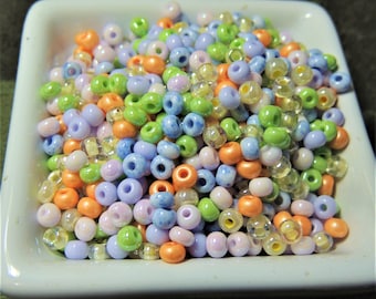 Easter Pastel Seed Bead mix size 6 NEW 4mm you receive 50 grams of beads