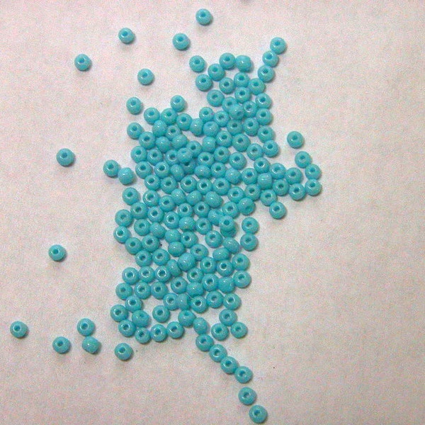 Opaque Medium Turquoise Blue Czech Seed Beads size 11/0 lot of 20 grams 164
