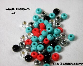 Navajo Silversmith 6/0  Custom Mix  ebeads 50 gram lot Southwestern Jewelry