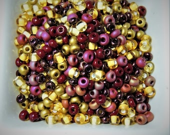 Gold Medal Merlot mix Czech Glass seed bead mix size 6
