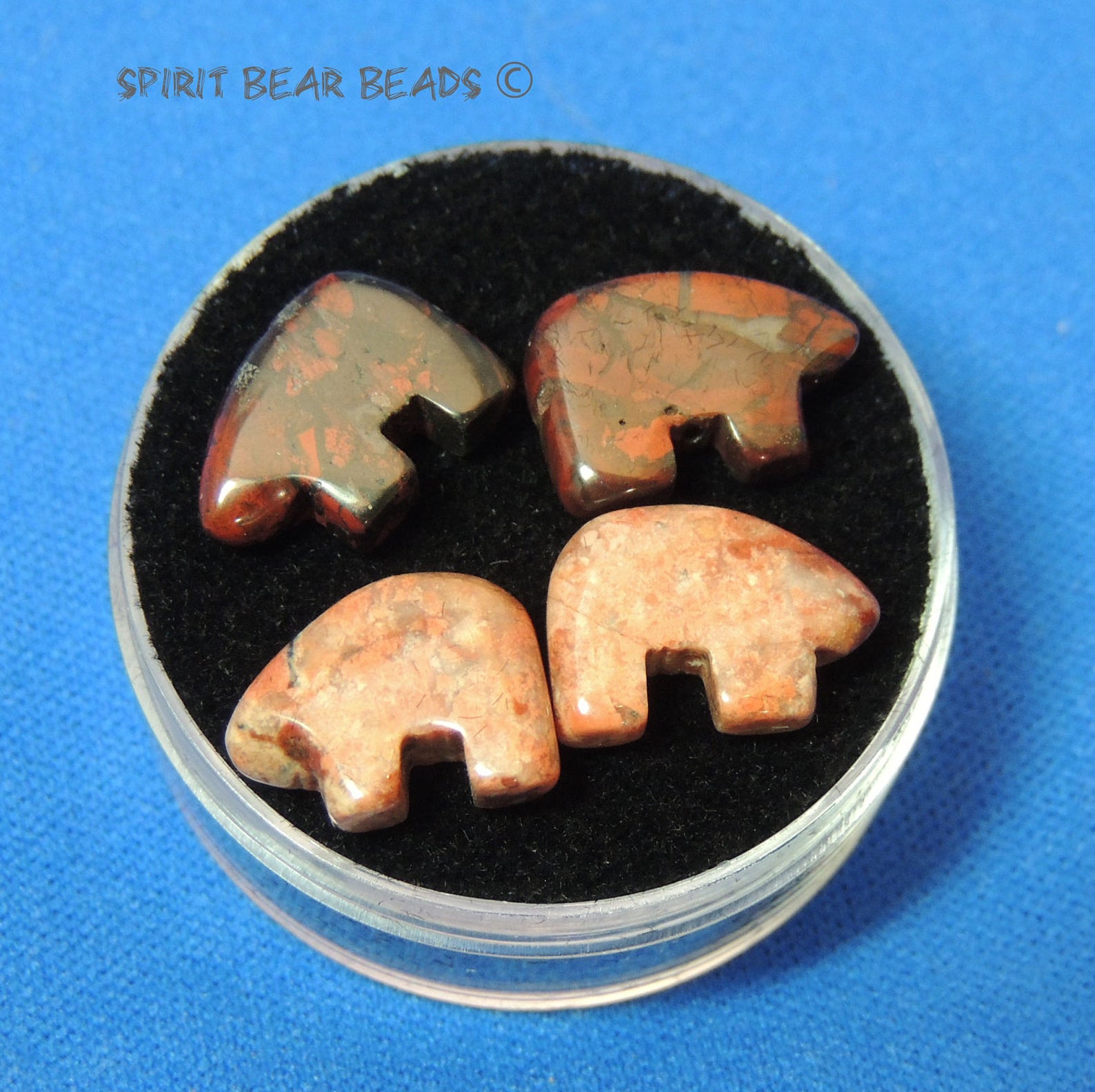 Tiny Zuni Bear Beads Brecciated Red Jasper You Get Four in a Etsy